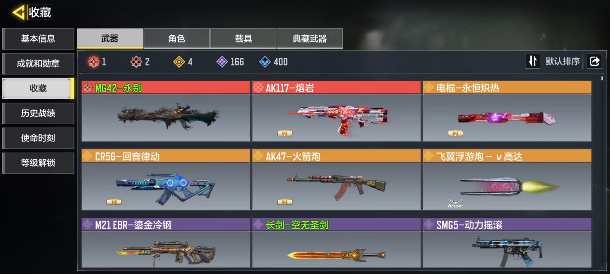 使命召唤手游账号安卓QQFFWY- 2神话1满级4传说里昂妮丝
神话武器数量：2 传说武器数量：4 史诗武器数量：166 【黄金】 【可二次实名】 【无防沉迷】 神话武器2 传说武器4 史诗角色1 神话武器：MG42-永别，