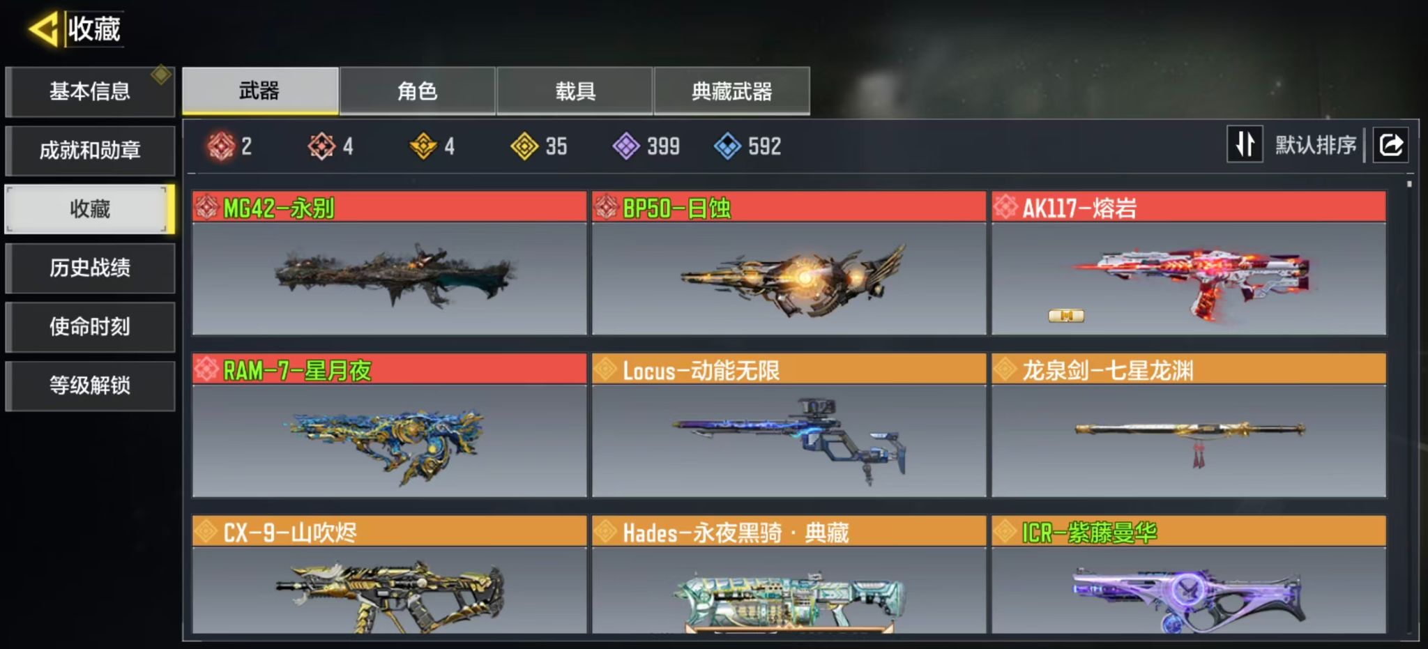 使命召唤手游账号安卓QQFFWY-217856825 【动能雪林4神话2满级4典藏35传说-1满级神话角色-黑罗兹/小橘子/荷光者/霜月莹白】 神话武器数量：4 传说武器数量：35 典藏武器数量：4 史诗武器数量：399 神