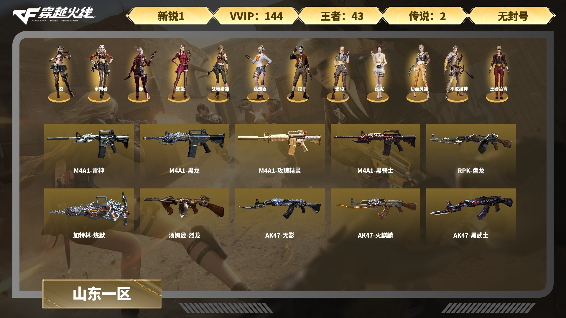 穿越火线账号北部战区山东一区FFWY-217840458 【四防妮妮/四防影豹/传说光耀/传说圣灵/幻神+音效卡+电竞+EP+星火+白鲨+宠儿+AG/星神带皮/竞技荣光套装/雷暴套装/幻灵套装/白虎三件套/金色蔷薇qbz+电竞/